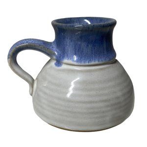 Vintage wide bottom no spill mug mugs coffee tea blue white 70s collection